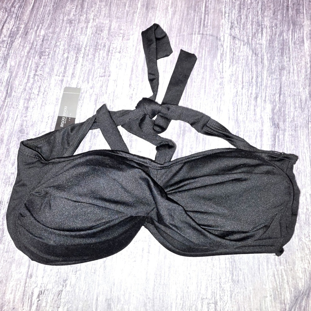 Bisou Bisou Michele Bohbot Black Twist Front Halter Bikini Top Size D